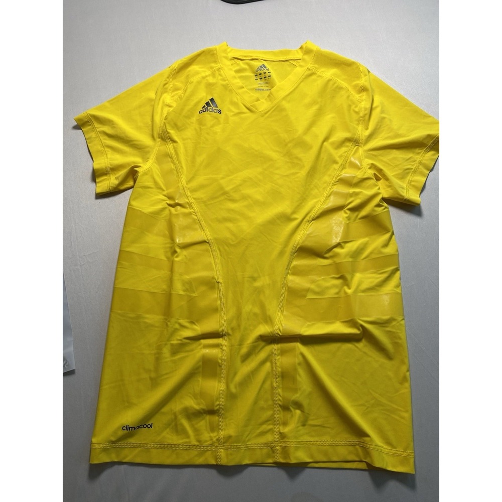 Adidas Techfit Climacool Compression Shirt Yellow V-Neck Men's Size XL 2013